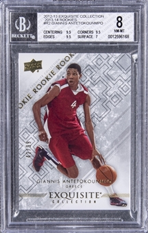 2012-13 UD "Exquisite Collection" ("2013-14 Rookies") #R-2 Giannis Antetokounmpo Rookie Card (#42/99) – BGS NM-MT 8